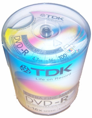 100 tdk blank dvd discs printable dvd-r 16X 4.7GB