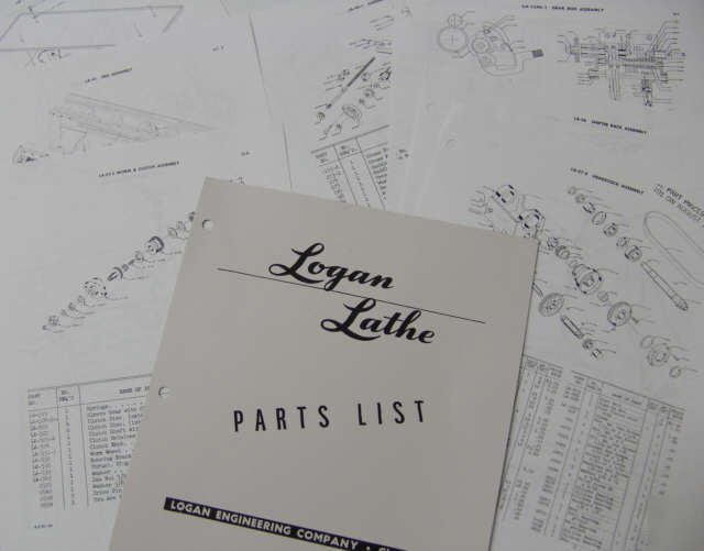 Logan lathe parts list exploded component drawing views