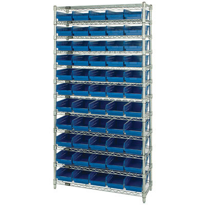 New quantum storage 55-bin chrome wire shelf bin system- 