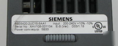 Siemens micromaster 420 frequency inverter 0.55KW 240 v