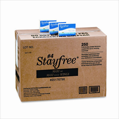 Classic playtex stayfree maxipads, 250 per box