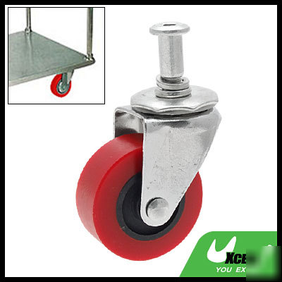 Standard pu rack shopping cart screw caster wheel red