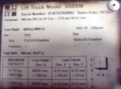 Hyster model H50XM 50 5000 lbs forklift