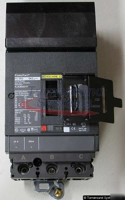 New square d HJA36020 circuit breaker, 20 amp 65 kair 