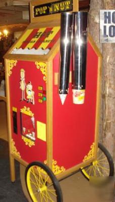 Unique popcorn popper & nut warmer vending machine cart