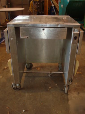 Utility cart stainless steel with folding sides-drawer