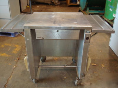 Utility cart stainless steel with folding sides-drawer