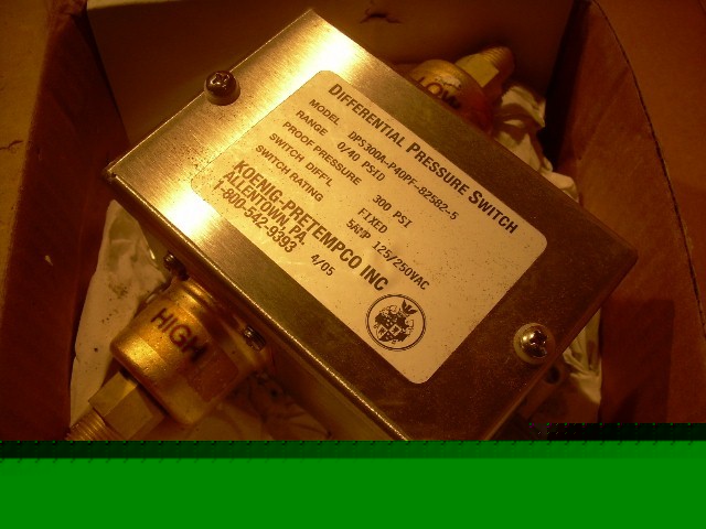 York koenig-pretempco pressure switch DPS300A-P40PF
