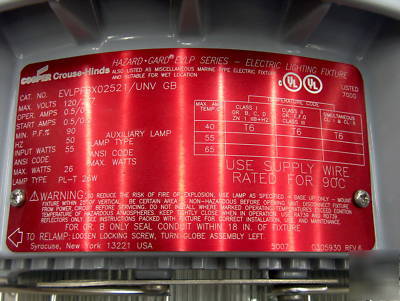 Cooper crouse-hinds explosion proof incandescent light 