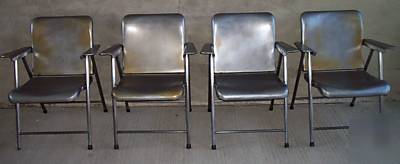4 pc. vtg.russel wright industrial metal folding chairs