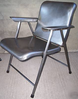 4 pc. vtg.russel wright industrial metal folding chairs