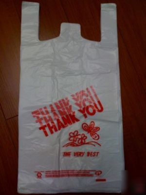 450 thank you plastic shopping t-shirt bags 22 x 12 x 7