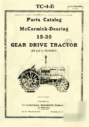 Farmall mccormick deering 15-30 part catalog manual