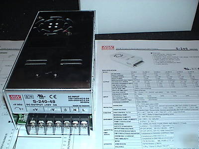 New meanwell 48V switching power supply s-240-48 w/fan