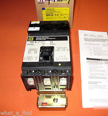 New square d FAB36100 circuit breaker fab 100 amp 3 p