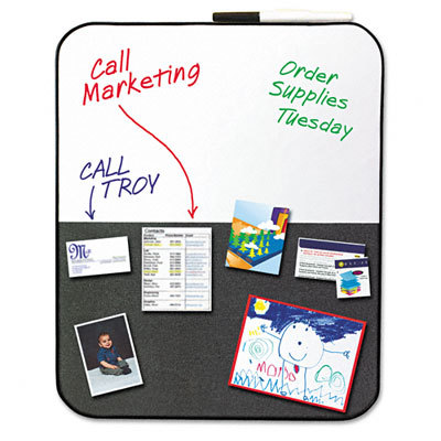 Self-stick/dry erase combn board gray/white black frame
