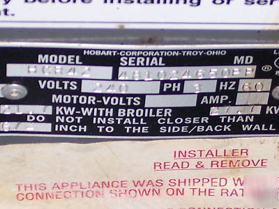 Hobart electric range and griddle, 230 volts, clean 