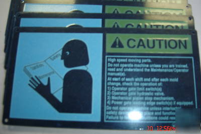 Plastic injection molding machine osha warning tag 