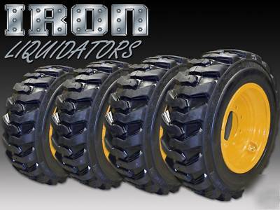 Set 10X16.5 10 ply case skid steer wheels rims & tires