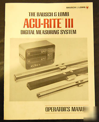 Acu-rite iii digital readout dro operators manual