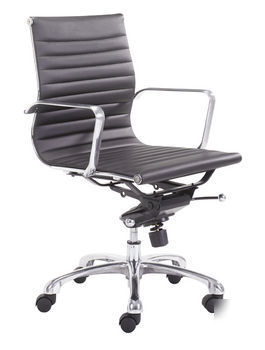 Modern lider aluminum leather desk office chair black