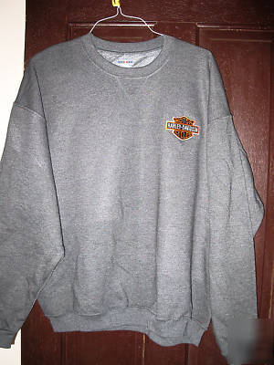 Motorcycle xlg. charcoal color sweat shirt/embroidered