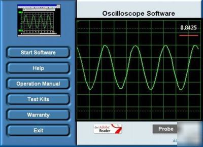 Pc oscilloscope software w test probe & manual in cd