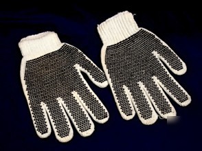 West chester men's string knit gloves with polyethelene