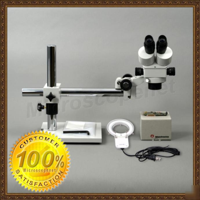 Boom stand zoom stereo microscope + 8W fluorescent lite