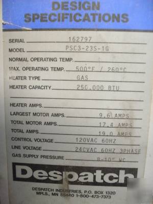 Despatch gas powdercoating oven