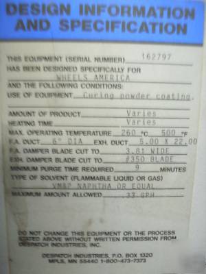 Despatch gas powdercoating oven