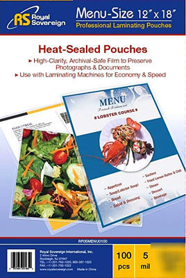 Menu-size heat-sealed pouches - pack of 100