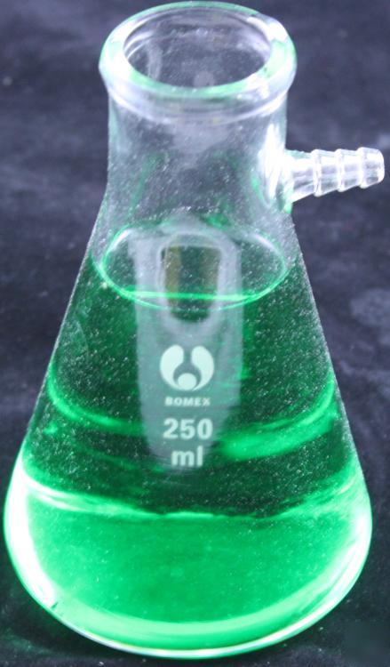 New 250 ml lab glass filtering flask w side arm filter 