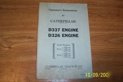 Caterpillar engine D337 326 operators manual