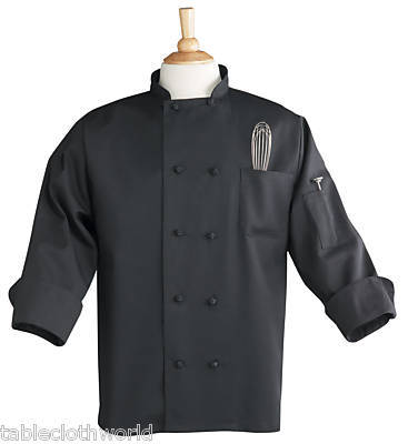Chef coats knot button - 5 black coats - xsm up to xl