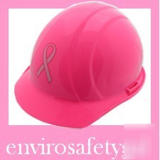 Pink hard hat w/ pink ribbon professional grade ansi 