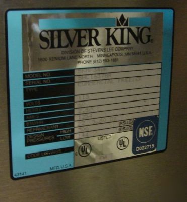 Silver king stainless steel slide top freezer, 34