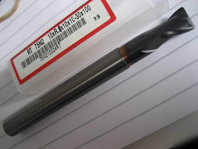 10MM carbide 2 fluted end mill / slot drill 1.0R hanita