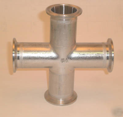 316L sanitary clamp 4 way cross fitting 1.5