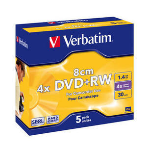 New verbatim dvd+rw 4X 8CM 5 pack slim jewel case