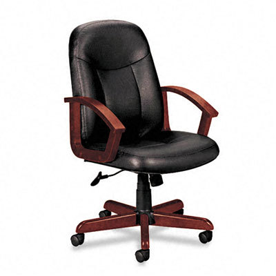 VL800 sers manager mid-bck chair black leather/mahogany